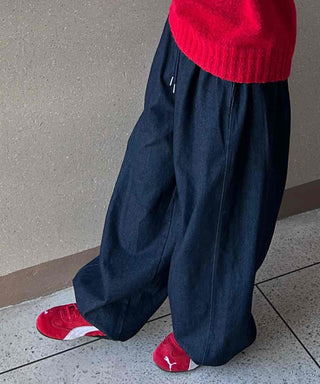Non-Faded Loose Fit Straight Raw Denim Pants