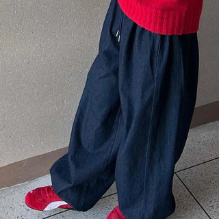 Non-Faded Loose Fit Straight Raw Denim Pants