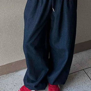 Non-Faded Loose Fit Straight Raw Denim Pants