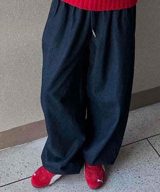 Non-Faded Loose Fit Straight Raw Denim Pants