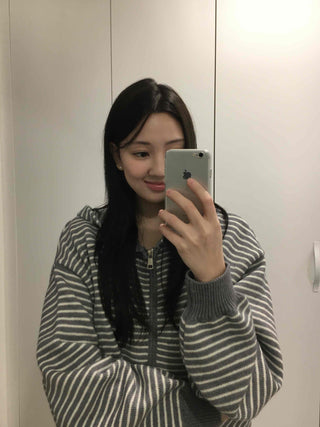 Casual Striped Zip-up Hoodie