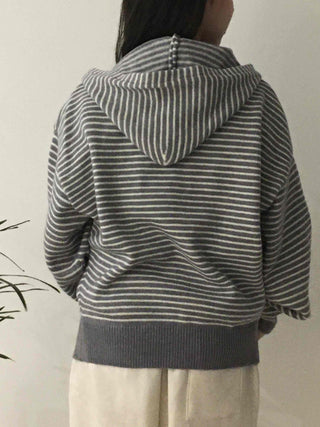 Casual Striped Zip-up Hoodie
