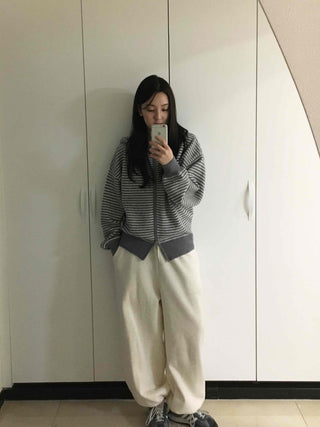 Casual Striped Zip-up Hoodie