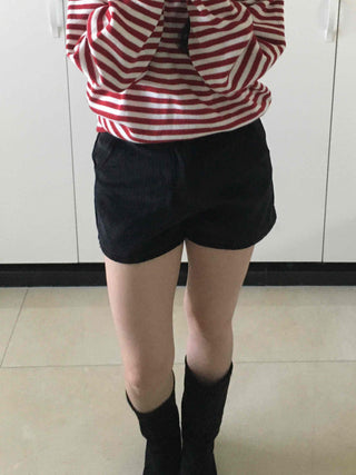 French Marine Border Slim Fit V-Neck Knit