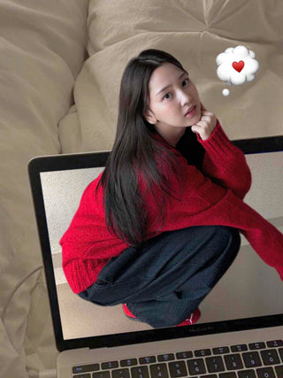 V-Neck Over-Shoulder Cozy Knit