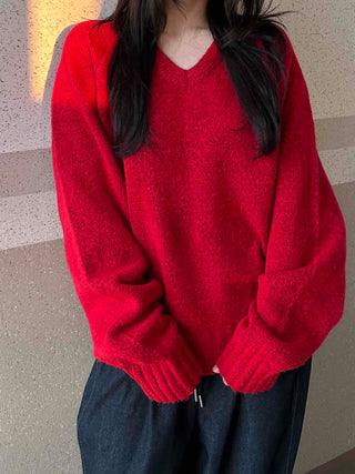 V-Neck Over-Shoulder Cozy Knit