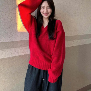 V-Neck Over-Shoulder Cozy Knit