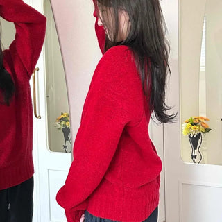 V-Neck Over-Shoulder Cozy Knit