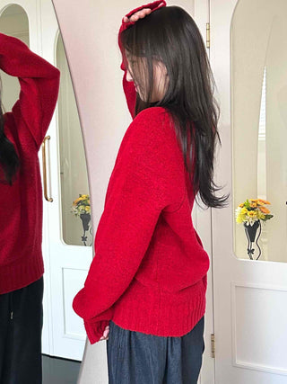 V-Neck Over-Shoulder Cozy Knit