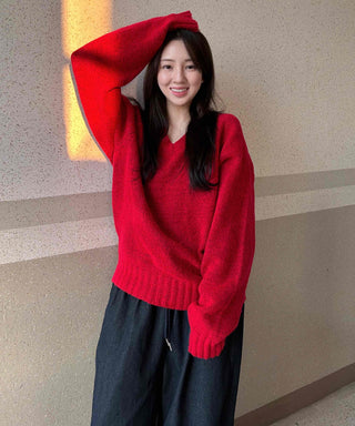 V-Neck Over-Shoulder Cozy Knit