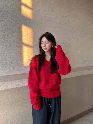 V-Neck Over-Shoulder Cozy Knit