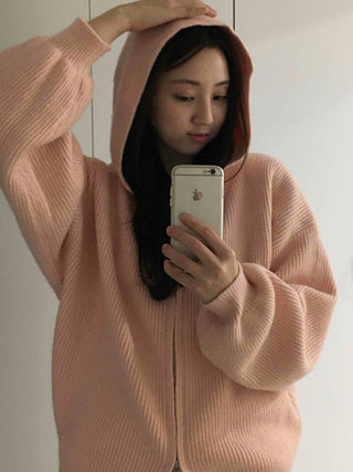 Soft Mood Drop Shoulder Ribbed Zip-Up Hoodie