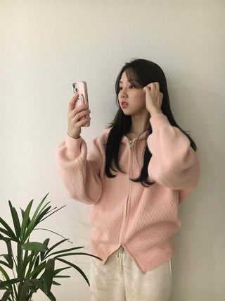 Soft Mood Drop Shoulder Ribbed Zip-Up Hoodie