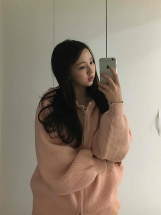 Soft Mood Drop Shoulder Ribbed Zip-Up Hoodie