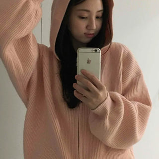 Soft Mood Drop Shoulder Ribbed Zip-Up Hoodie