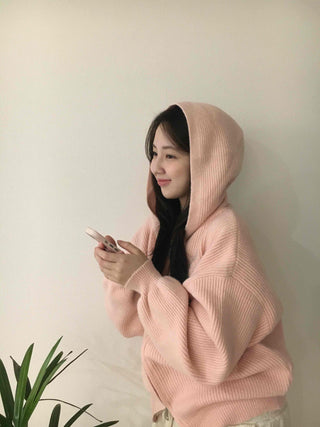 Soft Mood Drop Shoulder Ribbed Zip-Up Hoodie