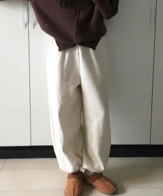 Soft Brushed Loose Fit Elastic Waist Wide Pants