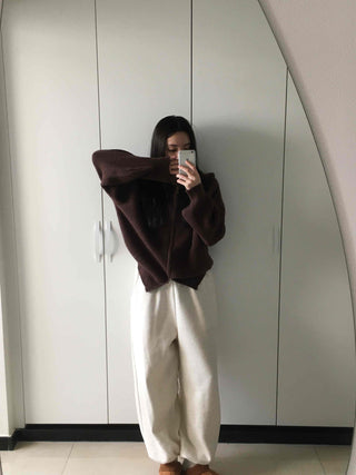Soft Brushed Loose Fit Elastic Waist Wide Pants