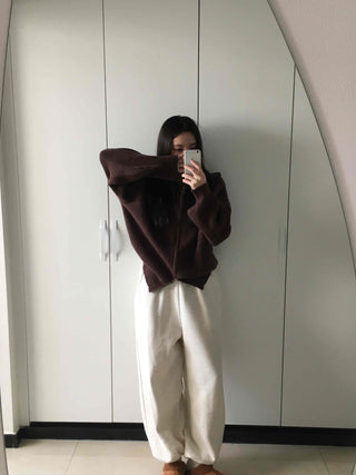 Soft Brushed Loose Fit Elastic Waist Wide Pants
