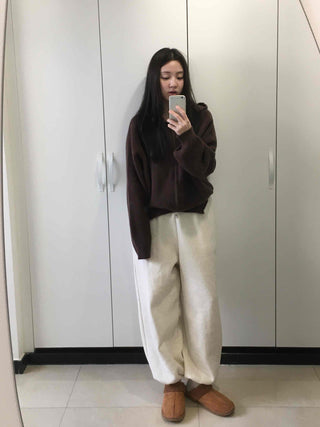 Soft Brushed Loose Fit Elastic Waist Wide Pants