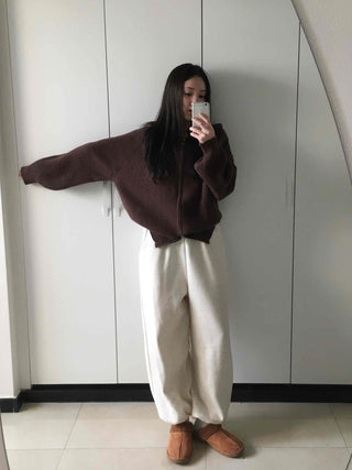 Soft Brushed Loose Fit Elastic Waist Wide Pants
