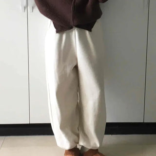 Soft Brushed Loose Fit Elastic Waist Wide Pants