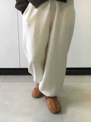 Soft Brushed Loose Fit Elastic Waist Wide Pants