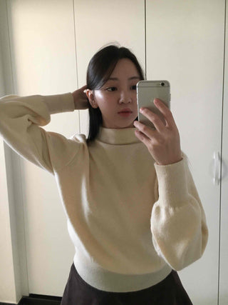 Soft Mock Neck Loose Fit Crop Knit