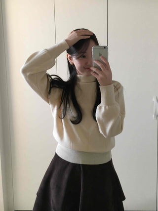 Soft Mock Neck Loose Fit Crop Knit