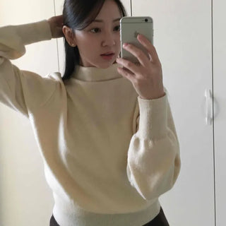 Soft Mock Neck Loose Fit Crop Knit