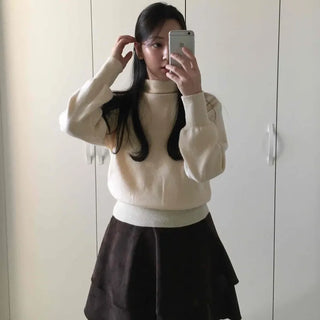 Soft Mock Neck Loose Fit Crop Knit