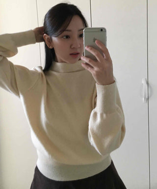 Soft Mock Neck Loose Fit Crop Knit