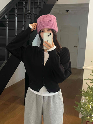 Basic Minimal Button Knit Cardigan