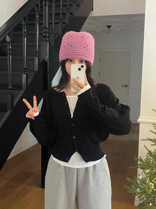 Basic Minimal Button Knit Cardigan