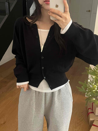 Basic Minimal Button Knit Cardigan