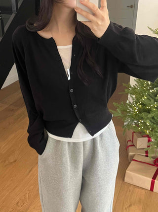Basic Minimal Button Knit Cardigan