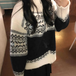 Classic Nordic Snowflake Knit Zip-up