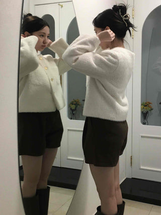 Tweed Gold Button Collarless Crop Jacket