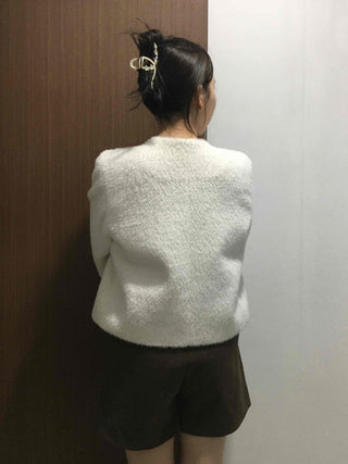 Tweed Gold Button Collarless Crop Jacket