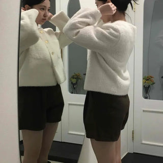 Tweed Gold Button Collarless Crop Jacket