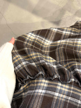 Shirred Frill Tiered Check Flare Long Skirt