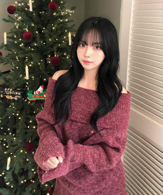 Folding Off-Shoulder Loose Knit