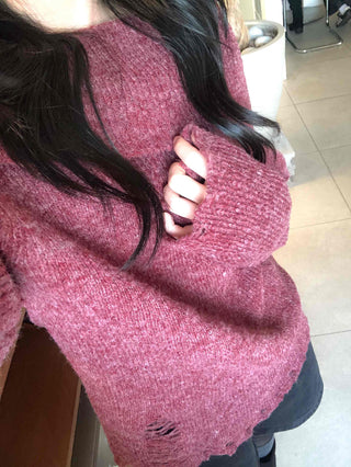 Folding Off-Shoulder Loose Knit