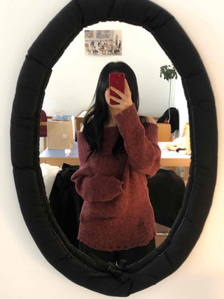 Folding Off-Shoulder Loose Knit