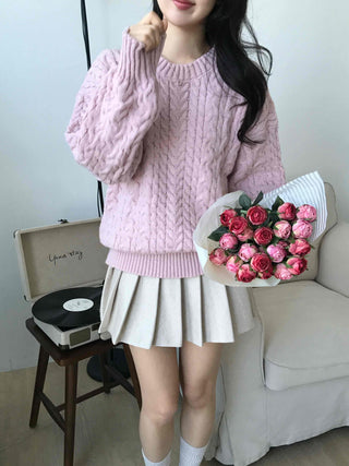 Romantic Cable Oversized Round Neck Knit