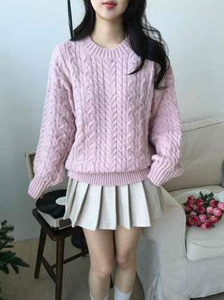 Romantic Cable Oversized Round Neck Knit