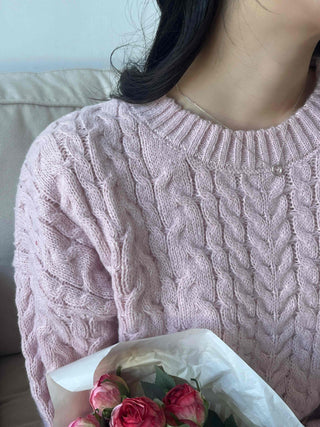 Romantic Cable Oversized Round Neck Knit