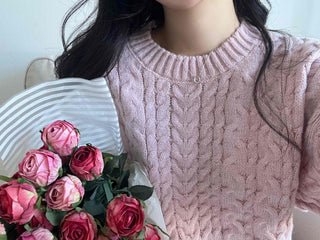 Romantic Cable Oversized Round Neck Knit