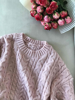 Romantic Cable Oversized Round Neck Knit