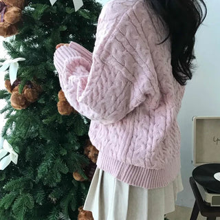 Romantic Cable Oversized Round Neck Knit